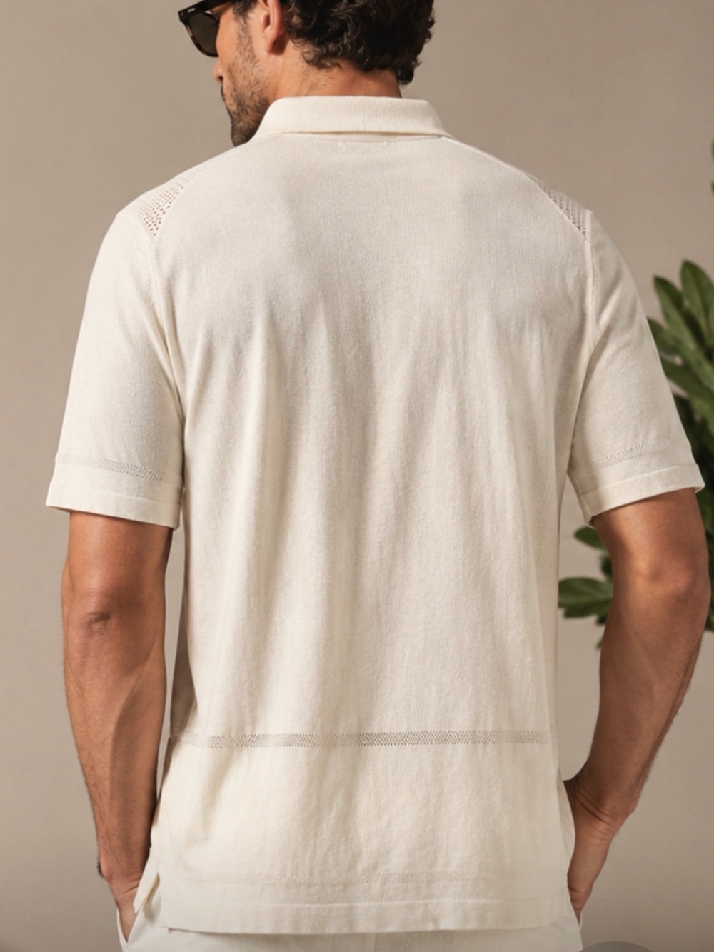 Todd Snyder Silk Cotton Eyelet Knit Shirt Cream Size L - Picture 2 of 14